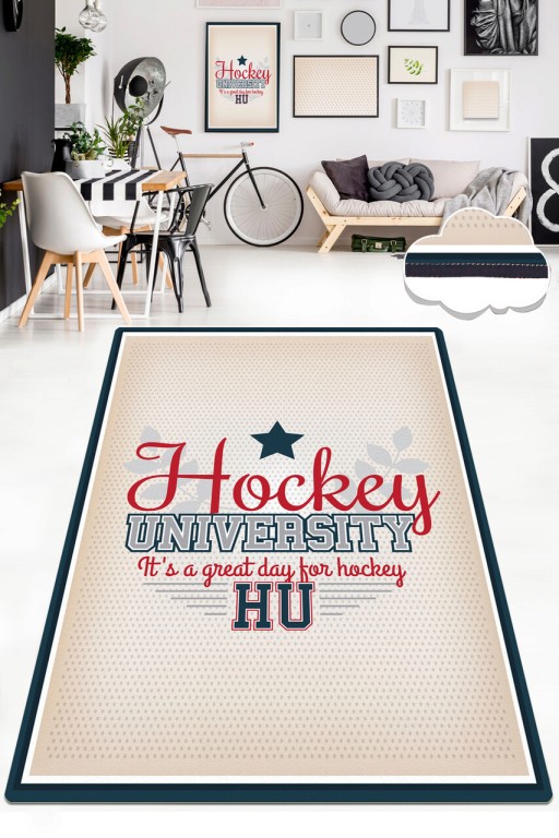 Covor de hol, Hockey , 80x100 cm, Catifea, Multicolor