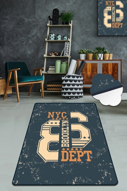 Covor de hol, Nyc Deept , 80x150 cm, Catifea, Multicolor