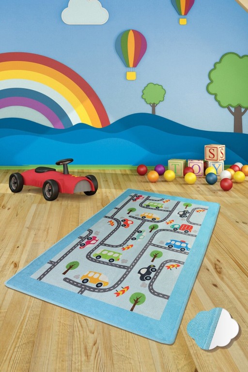 Covor, Baby Cars , 100x160 cm, Catifea, Multicolor