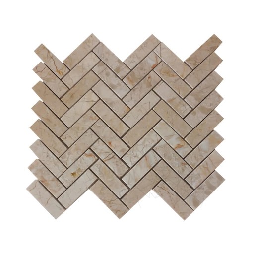 Mozaic Marmura Crema Royal Chevron Polisat, 2.3 x 7.5 cm