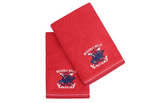 Set 2 prosoape de maini, Beverly Hills Polo Club, 401 - Red, 50x90 cm, 100% bumbac, rosu