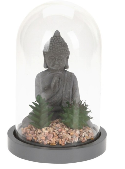 Decoratiune Buddha w cactus, 14x21 cm, polipropilena, gri