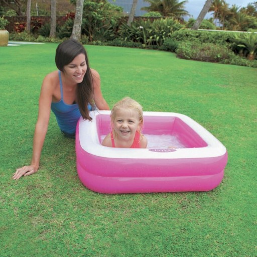 Piscina gonflabila pentru copii Frosted Baby, Intex, 85x85x23 cm, 57 L, polivinil, roz