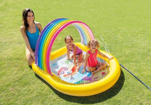 Piscina gonflabila pentru copii Intex Rainbow Arch, 84 L, 147x130x86 cm, polivinil, multicolor