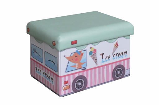 Taburet pliabil cu spatiu de depozitare Ice Cream, Heinner Home, 48x27x48 cm, PVC, multicolor