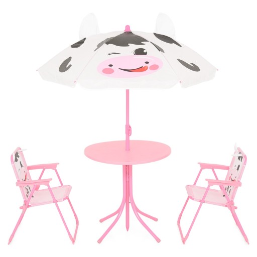 Set mobilier de gradina pentru copii, 4 piese, Cow, roz