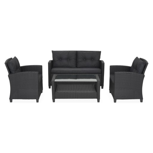 Set mobilier pentru gradina, Touloh, 4 piese, negru