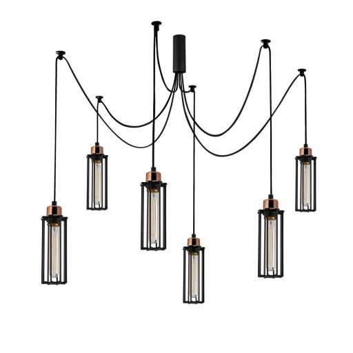 Candelabru Likya N-1010, Noor, 110 x 128 cm, 6 x E27, 100W, negru