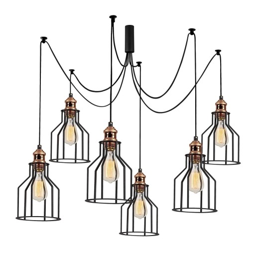 Candelabru Alacati N-1091, Noor, 110 x 137 cm, 6 x E27, 100W, negru