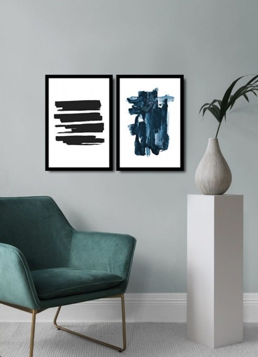 Set 2 tablouri decorative, Alpha Wall, Dark Abstract, 36x51 cm