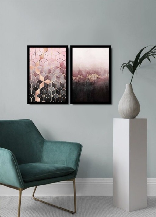 Set 2 tablouri decorative, Alpha Wall, Forest, 36x51 cm