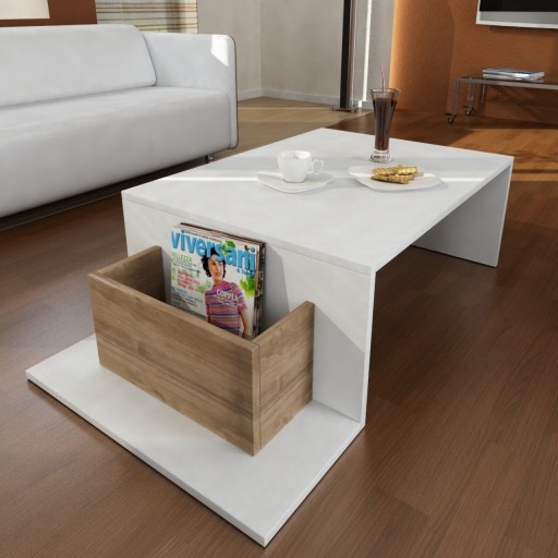 Masuta pentru living, Wooden Art, Pot White Walnut, 106.8x32x60 cm