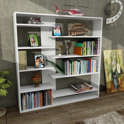 Biblioteca Wooden Art, Handy White, 125x126x22 cm