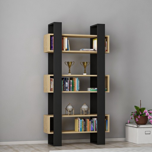 Biblioteca Carmen, Ametti, 80 x 25.6 x 160 cm, oak/negru