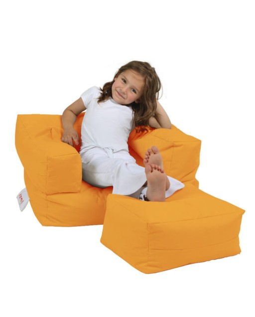 Set fotoliu si taburet pentru copii, Bean Bag, Ferndale, 65x50x40 cm, poliester impermeabil, portocaliu