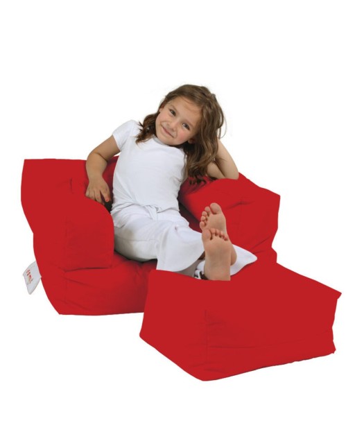 Set fotoliu si taburet pentru copii, Bean Bag, Ferndale, 65x50x40 cm, poliester impermeabil, rosu