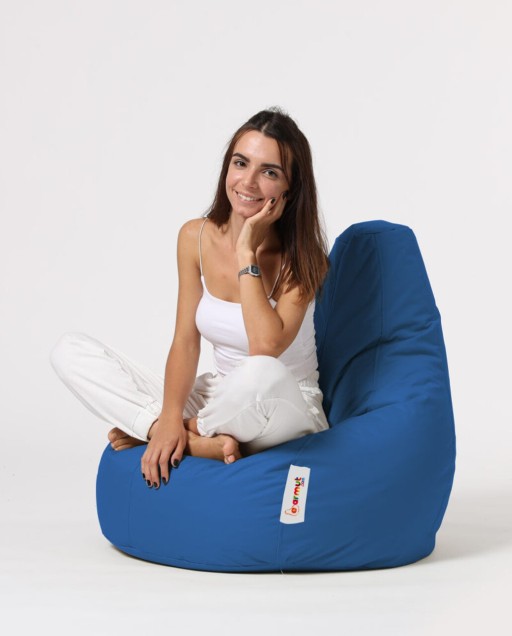 Fotoliu puf, Bean Bag, Ferndale Drop L, 80 x 80 cm, poliester impermeabil, albastru