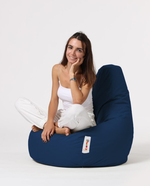 Fotoliu puf, Bean Bag, Ferndale Drop L, 80 x 80 cm, poliester impermeabil, albastru inchis