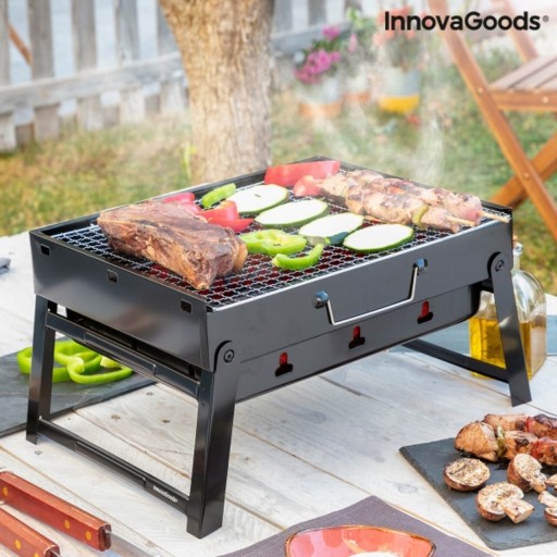 Gratar portabil pliabil pentru utilizare cu carbune, BearBQ InnovaGoods, 41x28x20 cm