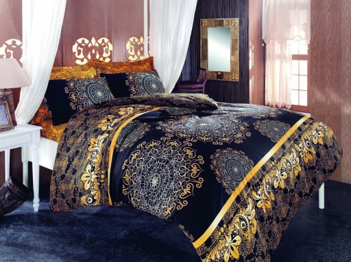 Lenjerie de pat dubla king size, Pearl Home, 172PRF18420, 3 piese, amestec bumbac, multicolor