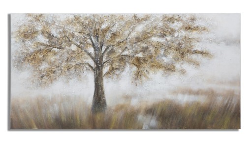 Tablou decorativ Tree Dark - B, Mauro Ferretti, 70x140 cm, pictat manual, canvas/lemn de pin