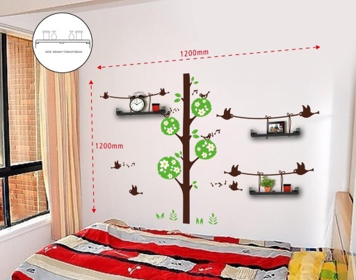 Raft de prete cu sticker Birds And Tree, Mauro Ferretti, 120x120 cm, plastic