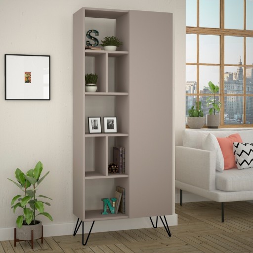 Biblioteca, Decortie, Jedda 855DTE3739, 79 x 190 x 32 cm, pal melaminat, mocca