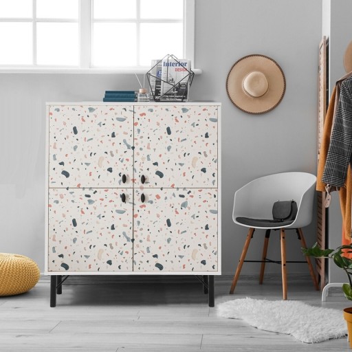 Dulap multifunctional, Vella, Terrazzo, 95 x 111 x 36 cm, pal melaminat, multicolor