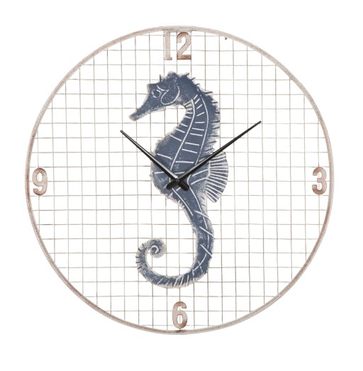 Ceas de perete Sea Horse, Mauro Ferretti, Ø 55.5 cm, fier, alb/albastru