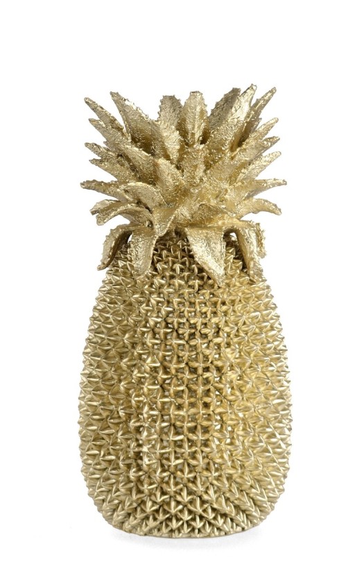 Decoratiune Surabaya Ananas, Bizzotto, 24.5 x 24 x 49.5 cm, polirasina, auriu