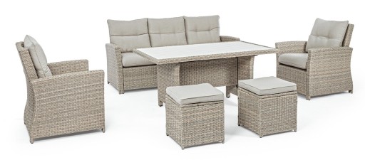 Set mobilier pentru gradina/terasa 6 piese Ariel, Bizzotto, fibra sintetica/tesatura ofelin, natural