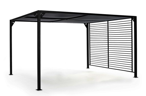 Pavilion pentru gradina cu prelata glisanta Gazebo, Bizzotto, 300 x 360 cm, aluminiu/poliester, gri carbune