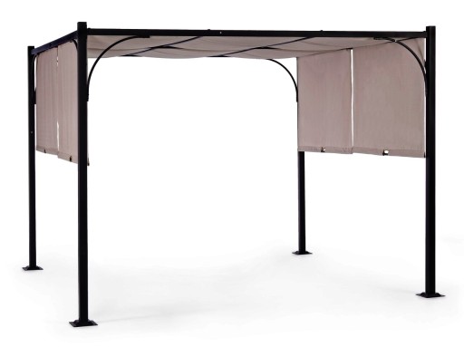 Pavilion pentru gadina Slide Gazebo, Bizzotto, 300 x 300 cm, otel/poliester/poliamida, gri antracit/gri