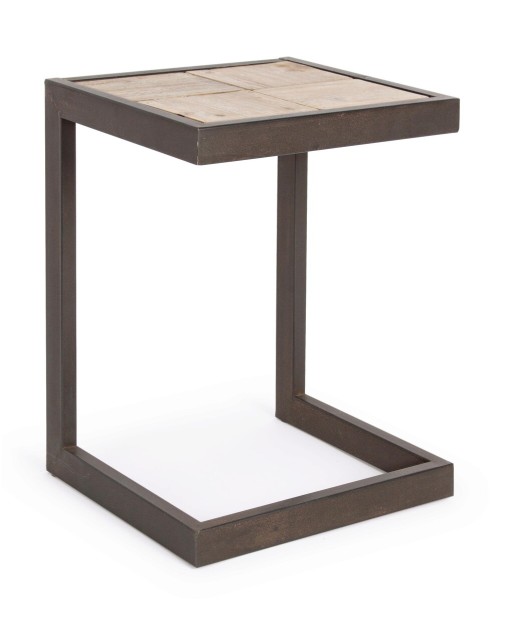 Scaun de bar Blocks, Bizzotto, 36 x 32 x 47 cm, otel/lemn de brad