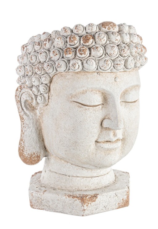 Vaza / Ghiveci de exterior Buddha Head, Bizzotto, Ø35 x 50 cm, magneziu