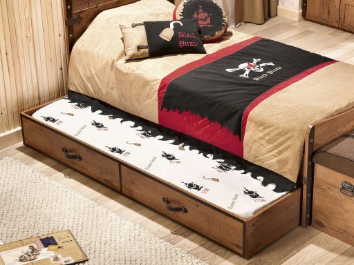 Pat extensibil, Çilek, Pirate Pull-Out Bed (90X190), 95x24x193 cm, Multicolor