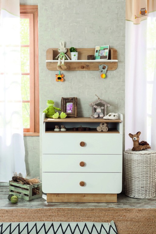 Dulap, Çilek, Natura Baby Dresser With Desk, 103x94x51 cm, Multicolor