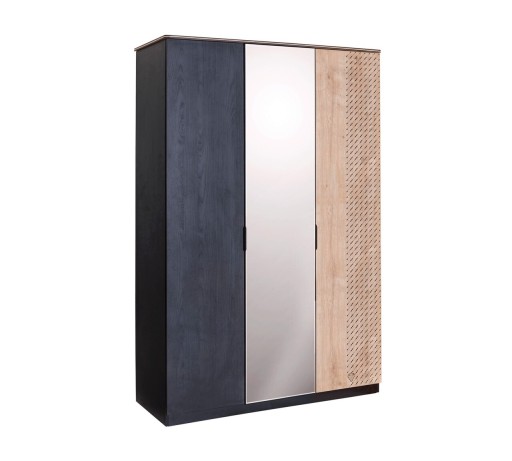 Dulap pentru haine, Çilek, Black 3 Doors Wardrobe, 137x210x53 cm, Multicolor