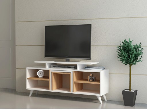 Comoda TV, Decorotika, Kutay, Alb / Teak