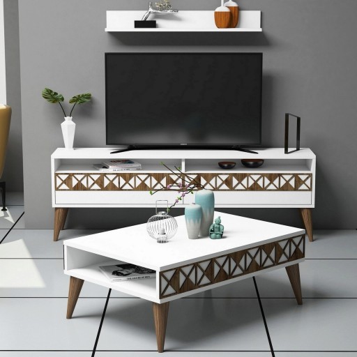 Set mobilier living, Hommy Craft, Line, Alb