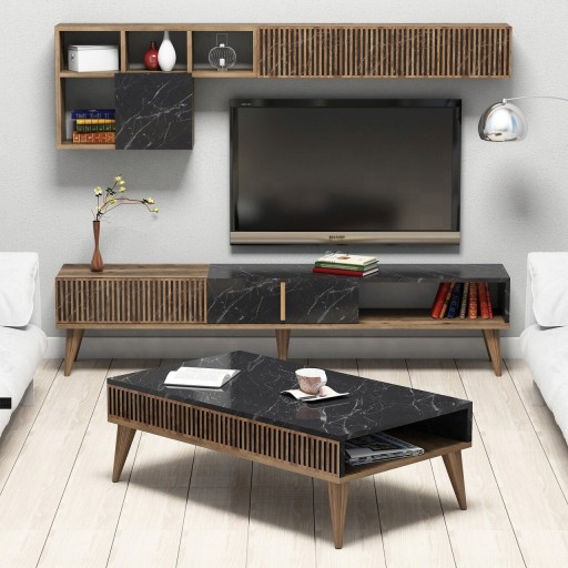 Set mobilier living, Hommy Craft, Milan, Nuc / Negru