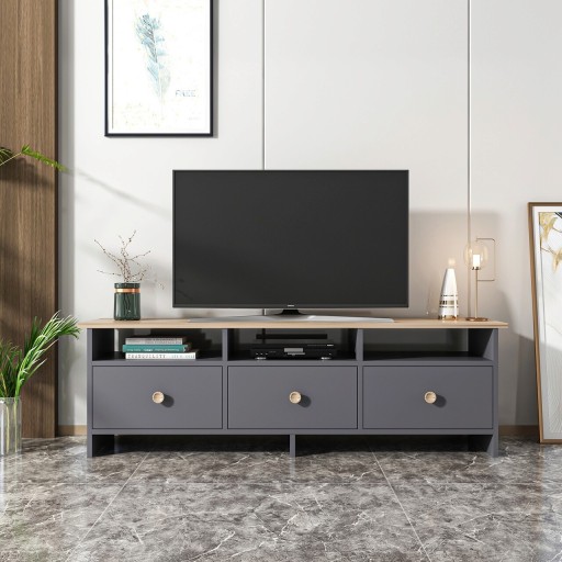 Comoda TV, Inarch, Oslo, 150x47x36 cm, Antracit / Stejar