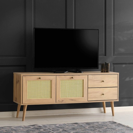 Comoda TV, Kalune Design, Patara 140, 140x60x40 cm, Stejar