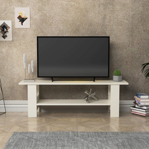 Comoda TV, Lagomood, Nero, 125x40x29.5 cm, Alb