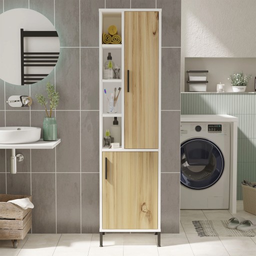 Dulap multifunctional, Locelso, VI2-WK, 45x173.6x35.5 cm, Nuc/Alb