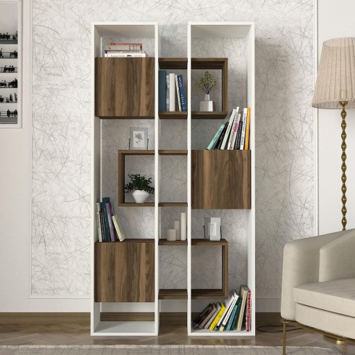 Corp biblioteca, Tera Home, Leonda, 95.9x183.6x29.6 cm, PAL, Alb/Maro