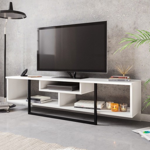 Comoda TV, Zena Home, Asal (150), PAL, Alb/Negru