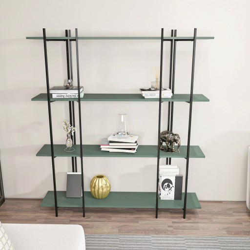 Corp biblioteca, Zena Home, Moss, 160x180x29.6 cm, PAL, Verde/Negru