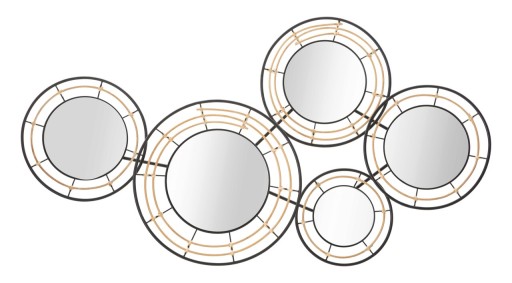 Decoratiune de perete 3D Oporto, Mauro Ferretti, 59 x 111 cm, fier/ratan/oglinda, negru/maro