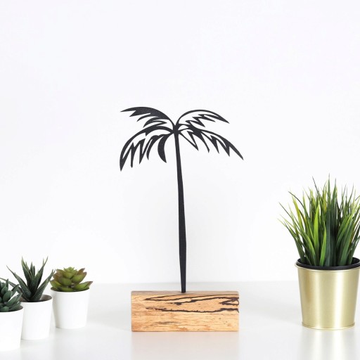 Decoratiune, Palm, 17x35x3.5 cm, Metal, Negru